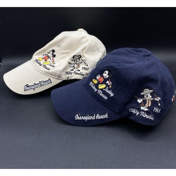 2 Walt Disney World Baseball Cap Hat Mickey Mouse Thru The Years Navy & Cream - Picture 1 of 15